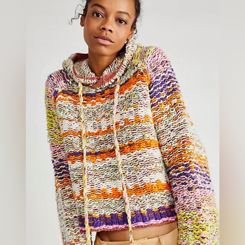 Free People Winter Bright Hooded Sweater. Size small